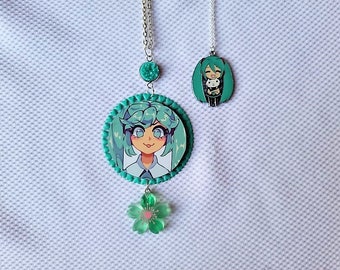 Miku Necklace, Miku Pendant, Vocaloid Necklace, Vocaloid Pendant, Leek Girl Necklace, Leek Girl Pendant, Music Kei Necklace: "Miku Love"