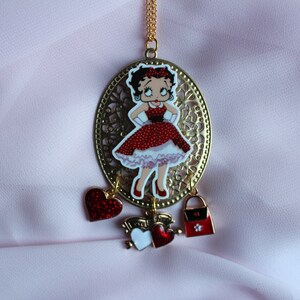 Lovely Girl Necklace, Betty Necklace, Boop Necklace, Pin Up Necklace, Pinup Necklace, Cartoon Necklace, 50s Icon Jewelry: &quot;Lovely Girl Love&quot;