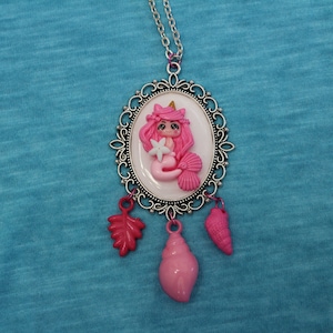 Hot Pink Mermaid Pendant, Pink Mermaid Pendant, Pink Siren Pendant, Niki Nihachu Pendant, Origin SMP Pendant, Gift: &quot;Hot Pink Mermaid Love&quot;