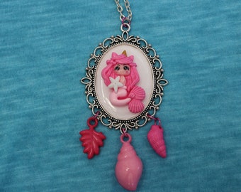 Hot Pink Mermaid Pendant, Pink Mermaid Pendant, Pink Siren Pendant, Niki Nihachu Pendant, Origin SMP Pendant, Gift: "Hot Pink Mermaid Love"