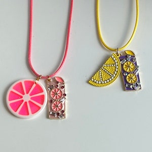 Lemonade Necklace, Pink Lemonade Necklace, Summer Necklace, Bling Necklace, Lemon Necklace, Fruit Necklace, Sweet Tea: &quot;Lemonade Love&quot;