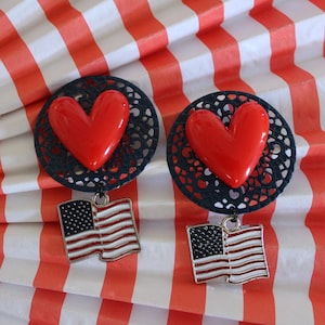 Fourth of July Brooch, 4th of July Brooch, Red White and Blue Brooch, Patriotic Brooch, American Flag Brooch, Gift: &quot;America Brooch Love&quot;
