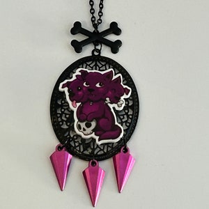 Cerberus Necklace, Greek Mythos Necklace, Mythology Necklace, Hades Necklace, Purple Cerberus, Three Headed Dog : &quot;Royal Cerberus Love&quot;