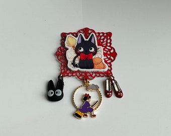 Delivery Service Pin, Kiki Pin, Studio G Pin, Cat Brooch, Black Cat Pin, Movie Pin, Anime Pin, Manga Pin:"Special Delivery Love"