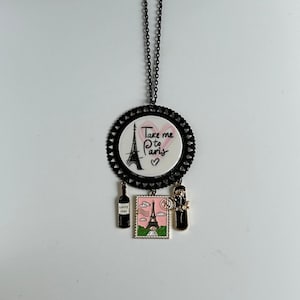 Paris Necklace,  Oui Oui Necklace, France Necklace, Eiffel Tower Necklace, French Necklace, Vinrouge Necklace: &quot;Paris Love&quot;