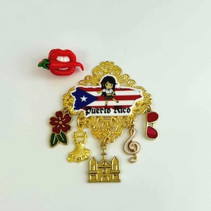 Puerto Rico Necklace, Puerto Rico Pendant, Puerto Rican Flag Pendant, Puerto Rican Flag Necklace, Caribbean Island: "Puerto Rico Love"