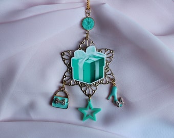 Collar de Hollywood, Collar de película, Collar de recuerdos, Collar de Audrey, Collar de Hepburn, Collar de desayuno: "Hollywood Blue Love"