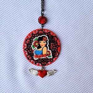 Rockabilly Babe Necklace, 1950s Aesthetic Necklace, Bombshell Necklace, Pinup Necklace, Vintage Aesthetic Necklace, Biker: &quot;Bombshell Love&quot;