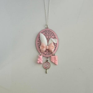 Bunny Ear Necklace, Bunny Ear Jewelry, Easter Bunny Necklace, Kawaii Bunny, Kawaii Easter, Easter Basket Gift 2023: &quot;Bunny Ear Love&quot;