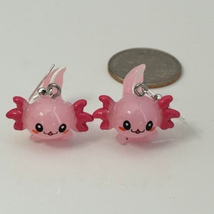 Axolotl Earrings, Salamander Earrings, Fish Earrings, Meme Earrings, Kawaii Earrings, Chibi Axolotl Earrings : &quot;Lotta Axolotl Love&quot;