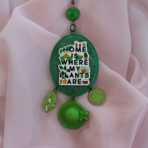 Plant Lady Necklace, Plant Mom Jewelry, Plant Owner Pin, Plant Brooch, Green Thumb Magnet, Home Is Where The Plants Are: &quot;Green Thumb Love&quot;