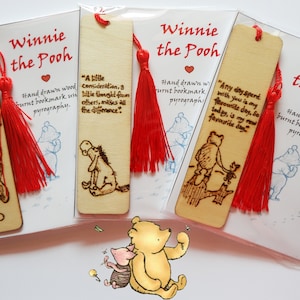 Classic Hand Engraved Wooden Bookmark, Winnie the Pooh, Eeyore Classical Designs, Pyrography