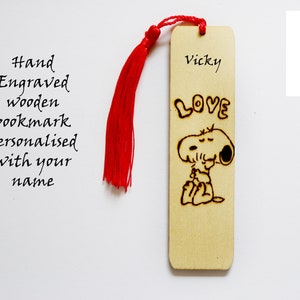 Personalised Hand Engraved Wooden Bookmark. Valentine's Gift Idea