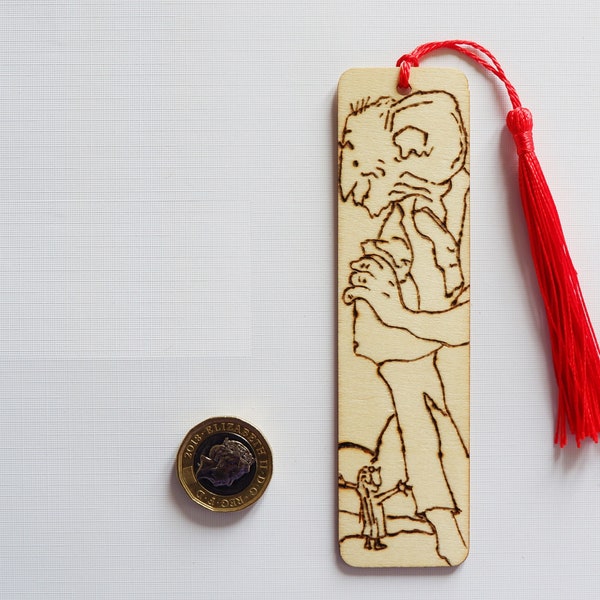 Hand Engraved Wooden bookmark BFG - - Roald Dahl