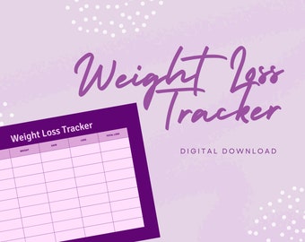 Weight Loss Tracker - Weight Loss Printable PDF, Weight Tracker, Goal Tracker, Weekly Weight Loss Log, Weight Loss Chart, Health Journey