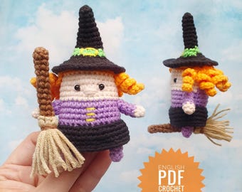 Witch crochet pattern, Amigurumi, Halloween, English pdf file