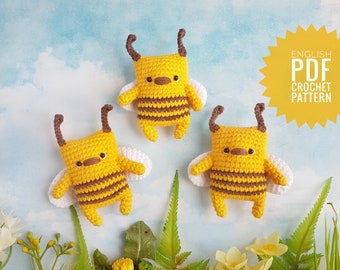 Bee, crochet pattern, amigurumi, mini, easy, pdf in English, instant download