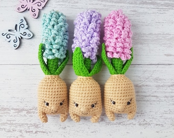 Hyacinth, Crochet pattern, amigurumi, flower, baby toys, spring toy, pdf file
