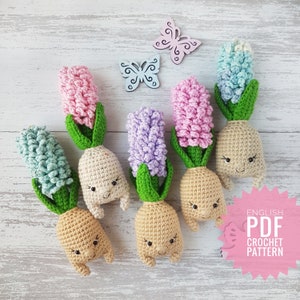 Hyacinth, Crochet pattern, amigurumi, flower, baby toys, spring toy, pdf file