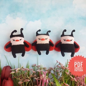 Ladybug crochet pattern, easy, amigurumi, pdf file in English, mini, instant download