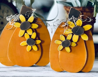 Primitive Pumpkins & Flowers 2 Styles, Shelf Sitter, Farmhouse SVG Digital Download for Glowforge or Laser Not a Physical Item