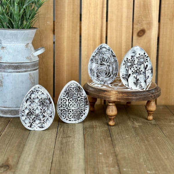 Farmhouse Easter Egg Shelf Sitter, 4 Styles, 3 Sizes, SVG Digital Download for Glowforge or Laser Not a Physical Item