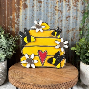 Bijenkorf en zonnebloemen plankoppas SVG digitale download voor Glowforge of laser Geen fysiek item