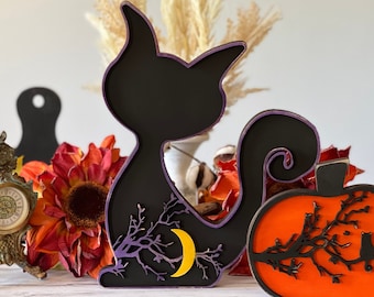 Farmhouse Black Cat SVG: Stand Alone Laser Cut File (Digital Download)