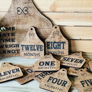 Baby Meilenstein Marker, Western Kuh Anhänger, SVG Digital Download für Glowforge oder Laser Kein physischer Artikel
