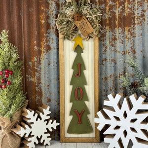 Joy Christmas Tree and Frame, Farmhouse SVG Descarga digital para Glowforge o láser No es un artículo físico