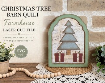 Kerstboom-schuurquilt SVG: Boerderij lasersnijbestand (digitale download)