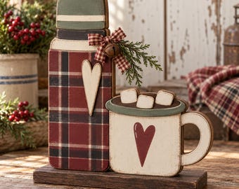 Christmas Thermos and Cocoa Mug SVG: Christmas Door Hanger (Digital Download)