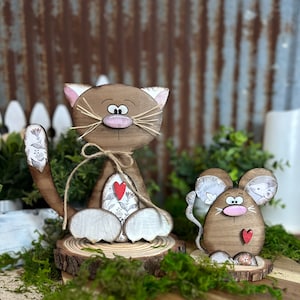 Chat et souris lunatiques autonomes, gardienne d'étagère, ferme, téléchargement numérique SVG pour Glowforge ou laser, pas un article physique