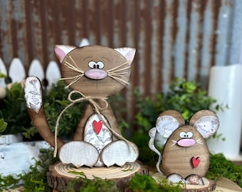 Cat & Mouse Shelf Sitter SVG: Farmhouse Laser Cut File (Digital Download)