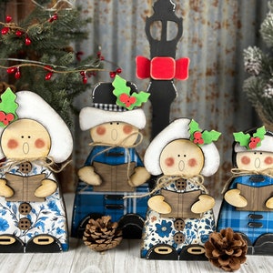 Christmas Carolers Set di 4 SVG Download digitale per Glowforge o Laser Non è un articolo fisico