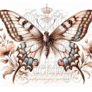 Butterflies Bundle, 4 Styles, Primitive Farmhouse, Instant Download, Printable 8x8, Sublimation Decoupage Cans Labels