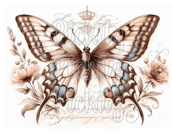 Butterflies Bundle, 4 Styles, Primitive Farmhouse, Instant Download, Printable 8x8, Sublimation Decoupage Cans Labels