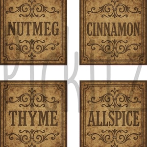 Lot d'épices, 4 styles, ferme primitive, téléchargement immédiat, imprimable 8 x 8, étiquettes de boîtes de découpage par sublimation