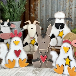 Animaux de la ferme étagère sitter Bundle SVG téléchargement numérique pour Glowforge ou Laser pas un article physique