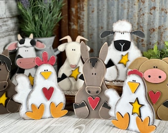 Farm Animals Shelf Sitter Bundle SVG: Laser Cut Files (Digital Download)