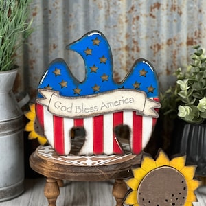 July 4th Primitive Eagle, Shelf Sitter, Stand Alone, Patriotic Farmhouse SVG Digital Download for Glowforge or Laser Not a Physical Item