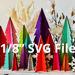 3D Weihnachtsbäume Set von 6 SVG Digital Download für Glowforge oder Laser Kein physisches Produkt 0,11-0,13 Zoll dick