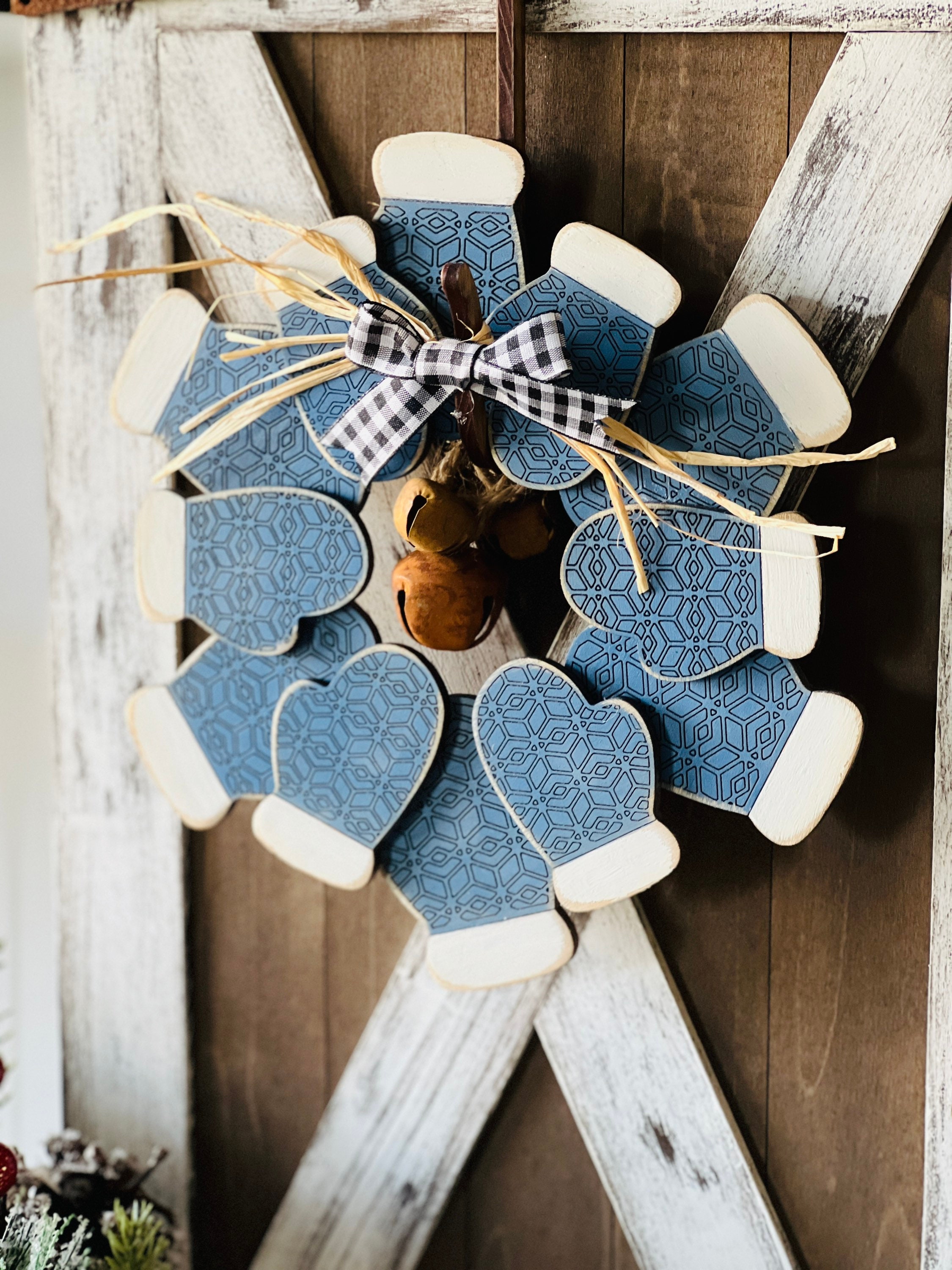 Mitten Wreath Farmhouse SVG Digital Download for or Etsy