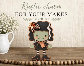 SVG "Mrs Frankenstein Shelf Leaner": file per taglio laser in stile rustico (download digitale)