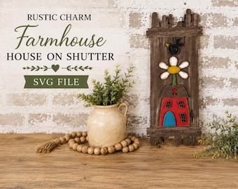 Casa de campo con contraventana SVG: Archivo de corte láser (descarga digital)