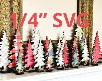 Christmas, Pine Trees Set of 5 SVG Digital Download for Glowforge or Laser Not a Physical Item .19-.22 Inch Thick