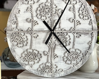 Farmhouse Floral Clock SVG: 18 Inch Laser Cut File (Digital Download)