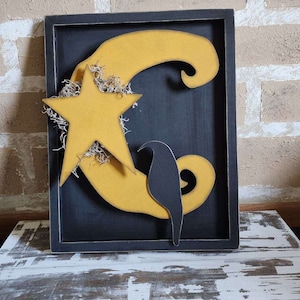 Lune primitive et étoiles, corbeau uniquement, téléchargement numérique ferme SVG pour Glowforge ou laser, pas un article physique