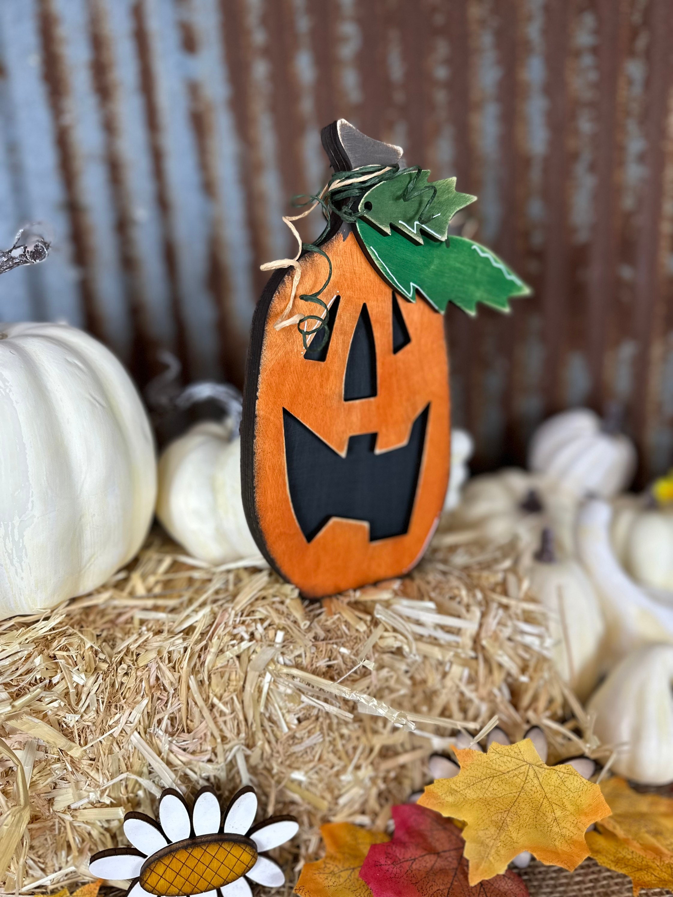 Jack O Lantern Pumpkin Shelf Sitter SVG: Farmhouse Laser Cut File ...
