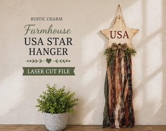 Colgador de estrella patriótica SVG: Decoración estilo granja estadounidense (descarga digital)